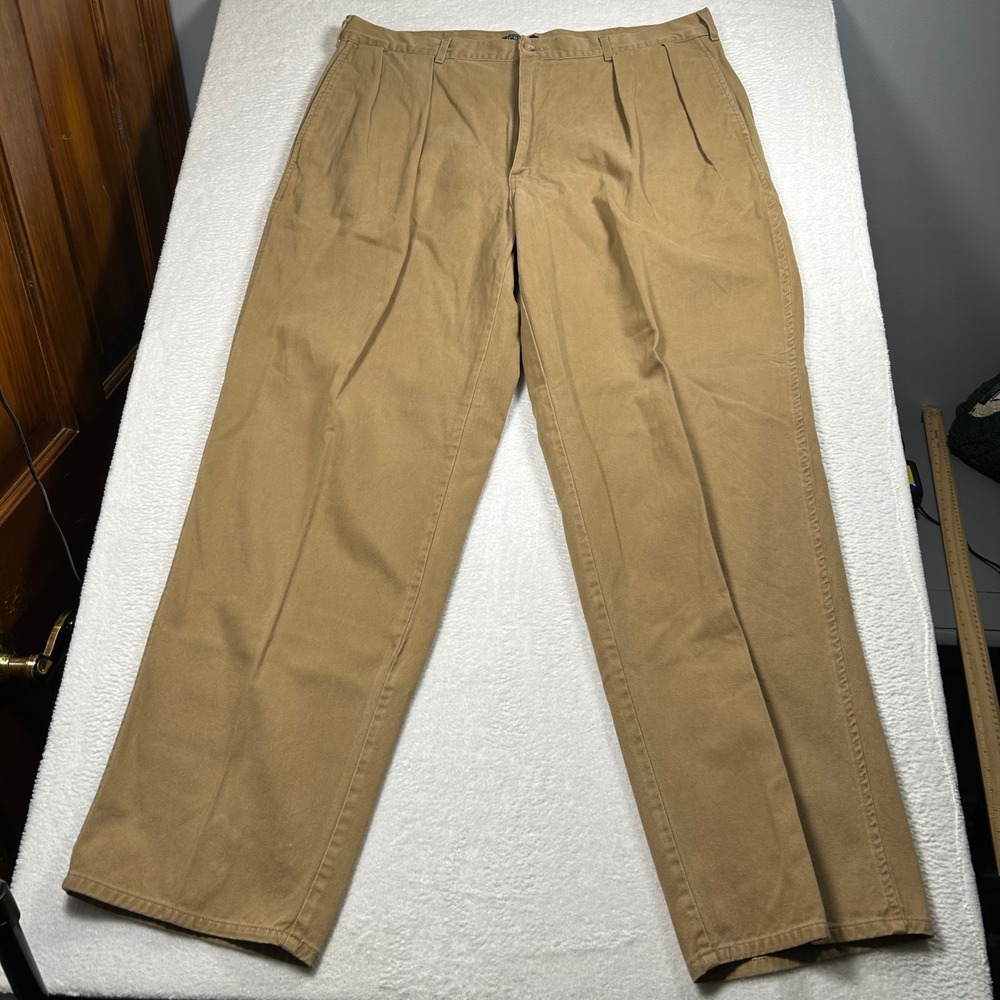 Polo Ralph Lauren Andrew Pants Pleated Chino Men 38x31 Tan Vintage USA Baggy